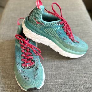 Hoka One One Bondi 6 Running Shoes 1019270/CGSL Teal/Pink, Size 9